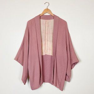 Vintage Hand Stitched Rose Pink Kimono